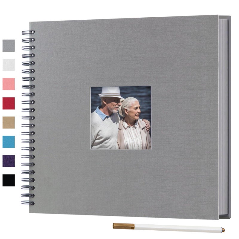 Gearchic 12 x 12 Inch Large DIY Scrapbook Photo Album with Window Design Cover 80 Pages Craft Paper Memory Book for Weeding Anniversary Travel and Baby (Gray) - Image 1